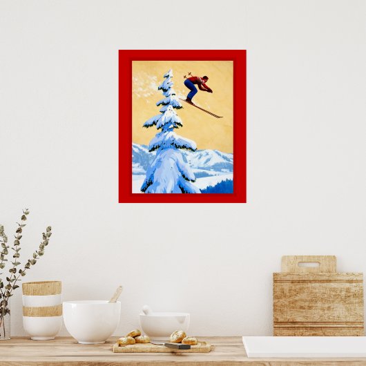 Vintages Wintersportort Poster (Küche)