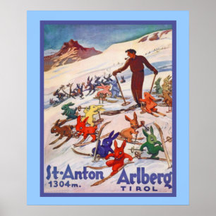 Vintages Wintersportplakat Poster