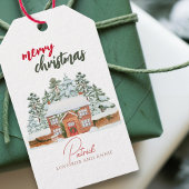 Vintages Winterwald Rustikale Frohe Weihnachten Geschenkanhänger