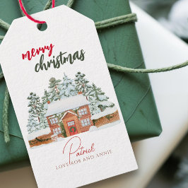 Vintages Winterwald Rustikale Frohe Weihnachten Geschenkanhänger