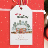 Vintages Winterwald Rustikale Frohe Weihnachten Geschenkanhänger