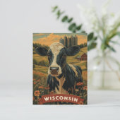 Vintages Wisconsin Patriotische Geisteshaltung Postkarte (Stehend Vorderseite)