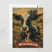 Vintages Wisconsin Patriotische Geisteshaltung Postkarte (Vorne/Hinten)