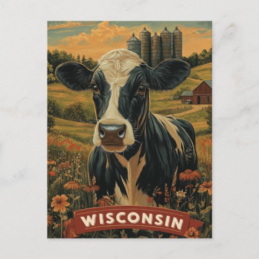 Vintages Wisconsin Patriotische Geisteshaltung Postkarte (Vorderseite)