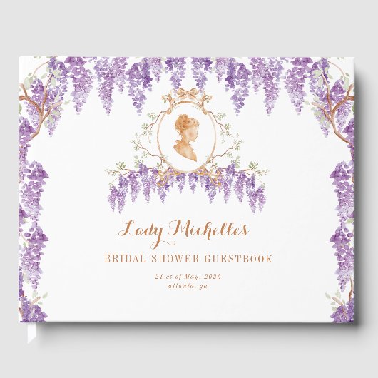 Vintages Wisteria Floral Regency Brautparty Gästebuch (Vorderseite)