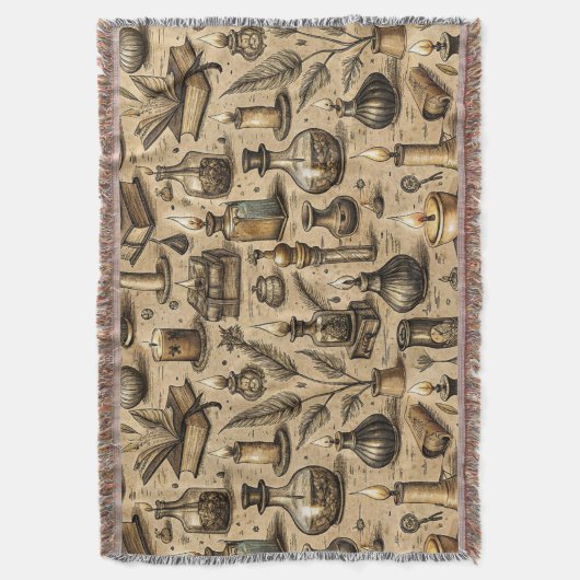 Vintages Witchcraft Books & Candles Muster Decke (Vorderseite Vertikal)