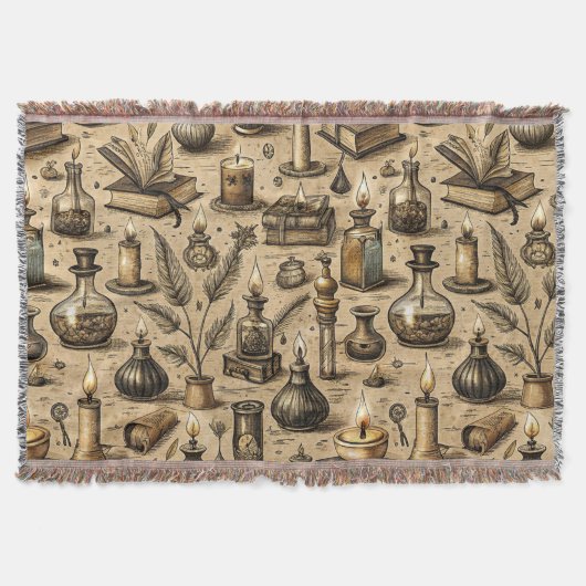 Vintages Witchcraft Books & Candles Muster Decke (Vorderseite)