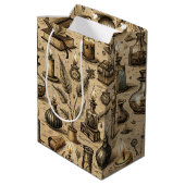 Vintages Witchcraft Books & Candles Muster Mittlere Geschenktüte (Rückseite Schrägansicht)