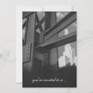 Vintages Wolkenkratzer-Gebäude, Einladung zur Pens