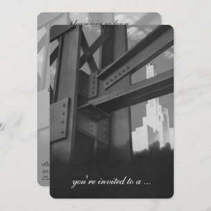 Vintages Wolkenkratzer-Gebäude, Party für die Alte Einladung