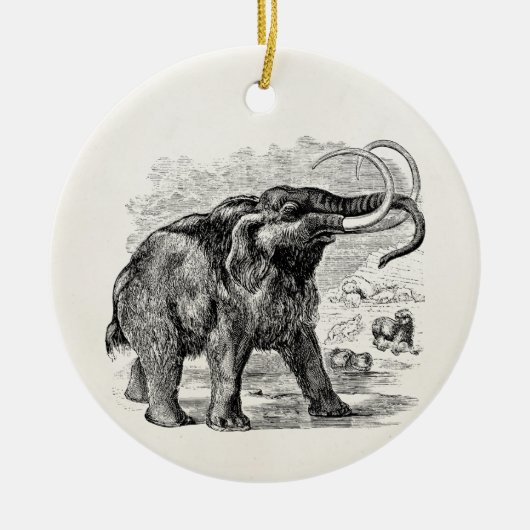 Vintages wolliges Mammut-personalisiertes Keramik Ornament (Vorne)