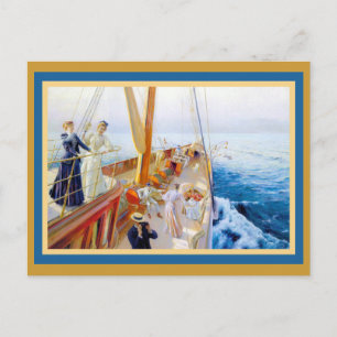 Vintages Women Yachting Postkarte