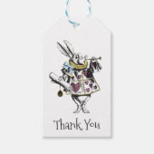 Vintages Wonderland Rabbit Blue Polka Danke Geschenkanhänger (Vorderseite)