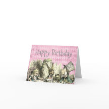 Vintages Wonderland Tee Party Rosa Geburtstagskart