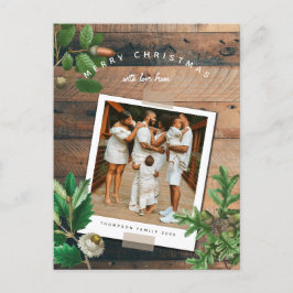 Vintages Wood Acorn Weihnachtsfamilien Foto Feiertagspostkarte