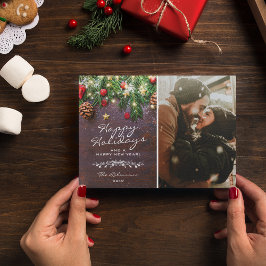 Vintages Wood Happy Holidays Foto Feiertagskarte