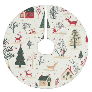 Vintages Woodland Weihnachtsmuster Polyester Weihnachtsbaumdecke