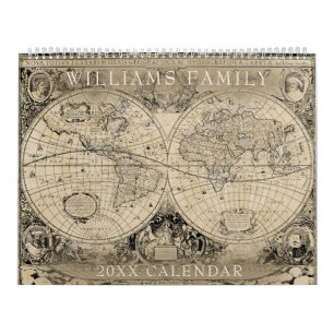 Vintages World Map Custom 2021 Family Foto Kalender