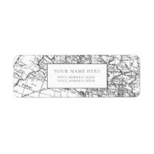 VINTAGES WORLD MAP-RÜCKKEHR-ADRESSE-ETIKETT