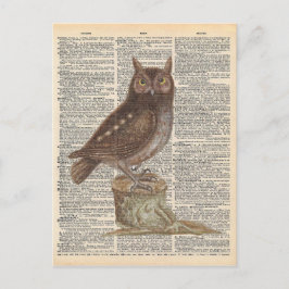 Vintages Wörterbuch Art Brown Owl Bird Postkarte