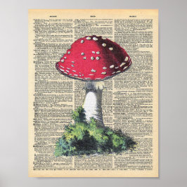 Vintages Wörterbuch Art Red Mushroom Feaary House Poster