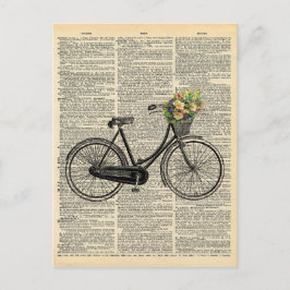 Vintages Wörterbuch Kunst Fahrrad mit Blume Postkarte