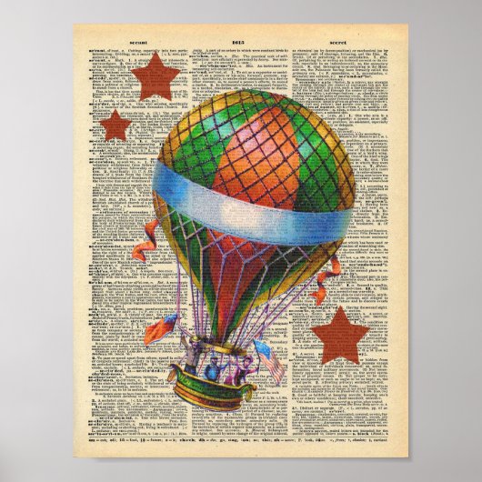 Vintages Wörterbuch Kunst Heißluftballon Circus Poster (Vorne)