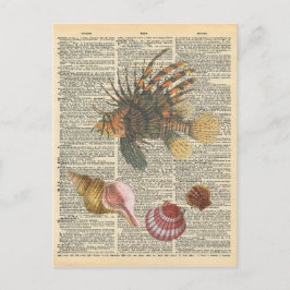 Vintages Wörterbuch Kunst Löwen Fisch und Strand M Postkarte