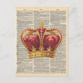 Vintages Wörterbuch Kunst Royal Crown Red Gold Postkarte