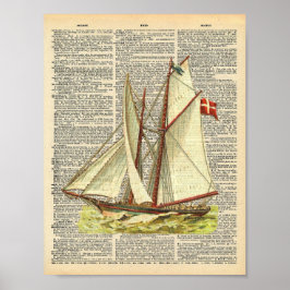 Vintages Wörterbuch Kunst Wasserschiff Strand Poster