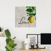 Vintages Wörterbuch und handGezeichnet Zitronenbau Poster (Heimbüro)