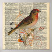 Vintages Wörterbuch-Vogelposter Poster (Vorne)