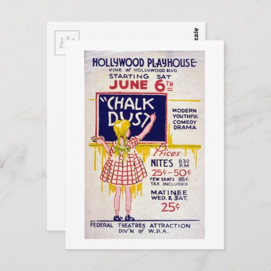 Vintages WPA Bundesstaatlich Theaterprojekt Hollyw Postkarte (Vorne/Hinten)