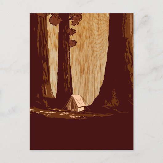 Vintages WPA-Camping im Sequoia-Nationalpark Postkarte (Vorderseite)