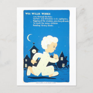 Vintages WPA Library Poster mit Wee Willie Winkie Postkarte