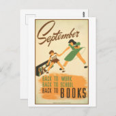 Vintages WPA Library Poster September Reading Postkarte (Vorne/Hinten)