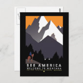 "Vintages WPA-Montana-Poster" Postkarte (Vorne/Hinten)