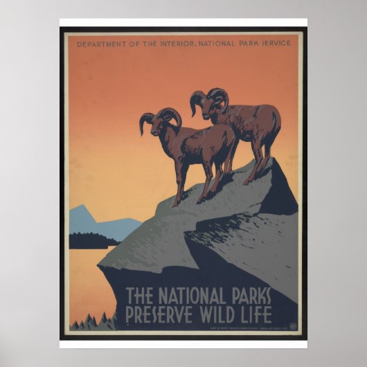 Vintages WPA-Nationales Parkplakat Circa 1940 Poster (Vorne)