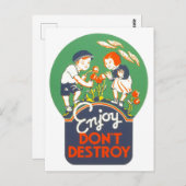 Vintages WPA-Poster "Enjoy, Don't Destroy" Postkarte (Vorne/Hinten)