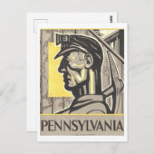 Vintages WPA-Poster: Pennsylvania Kohlebergwerk Postkarte (Vorne/Hinten)