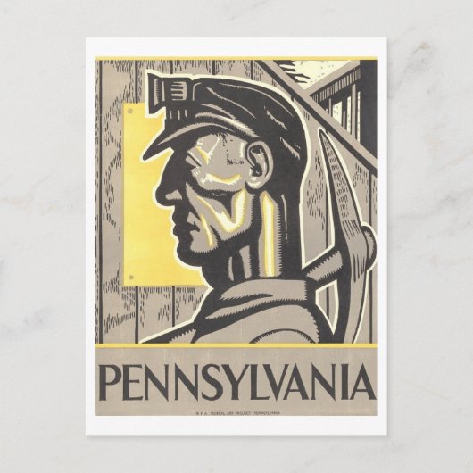 Vintages WPA-Poster: Pennsylvania Kohlebergwerk Postkarte (Vorderseite)