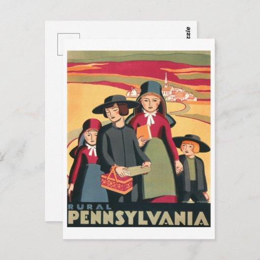 Vintages WPA-Reiseplakat Pennsylvania Postkarte (Vorne/Hinten)