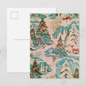 Vintages Wrapping Paper Design Dee in Snow Postkarte (Vorne/Hinten)
