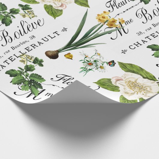 Vintages Wrapping Paper zur Blume des französische Geschenkpapier (Ecke)