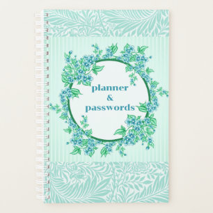 Vintages Wreath Blue Green Password Book / Planner Planer