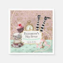 Vintages Wunderland Rosa und Türkis Serviette