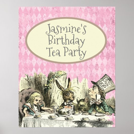 Vintages Wunderland Tee Party Rosa Poster (Vorne)