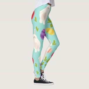 Vintages wunderliches Häschen- und Eitürkismuste Leggings