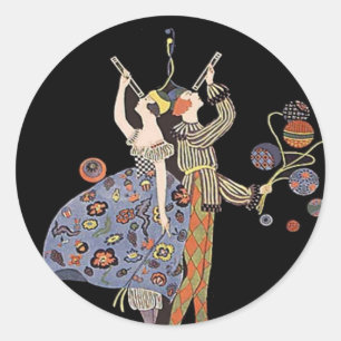 Vintages WW1 Art Deco Poster Runder Aufkleber