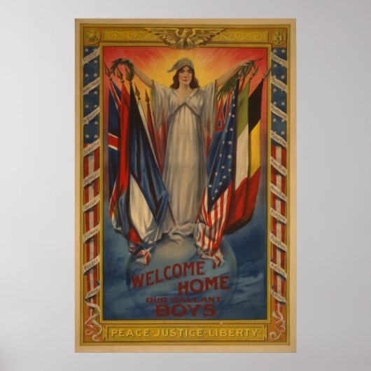 Vintages WWI Peace Justice Liberty Poster (Vorne)